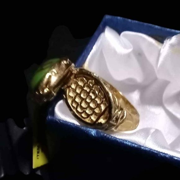 Karis Collection Mojave Green Turquoise 18K YG Plated Locket Ring - Picture 5 of 9